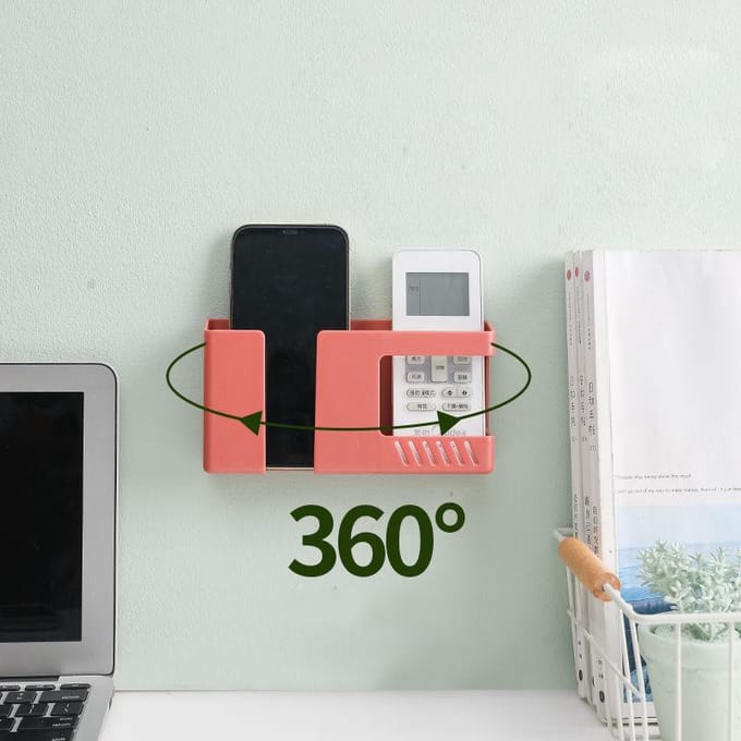 Support mural pour téléphone portable sans perforation, organiseur de télécommande, boîte de rangement, support de chargement pour conteneur de chevet blanc