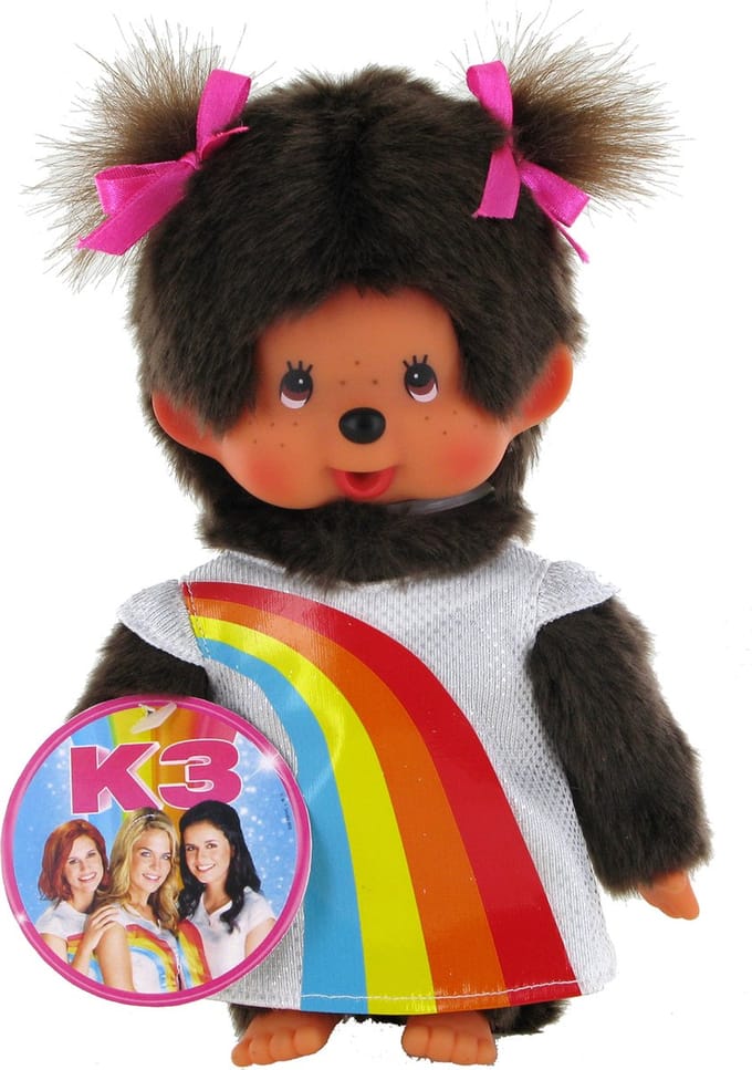 Monchhichi - K3 Meisje - Regenboogjurk - 20 cm