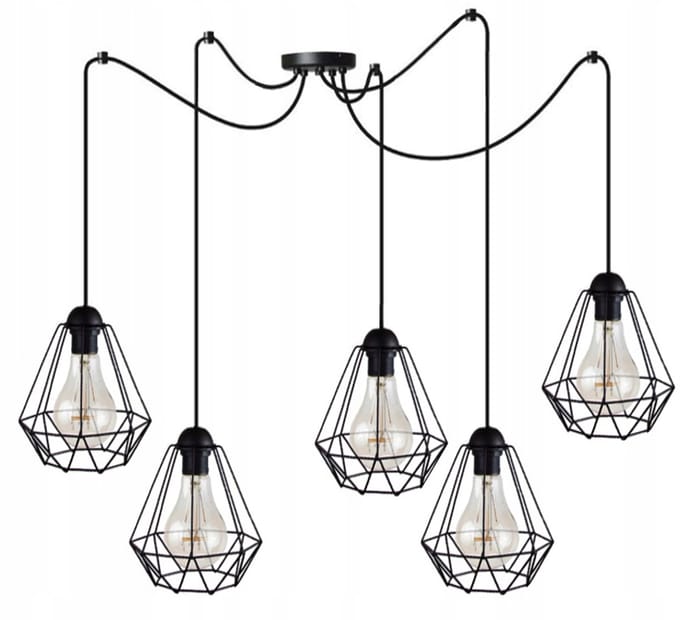 Hanglamp Zwart E27 5x60W 210cm - Industriële Stijl