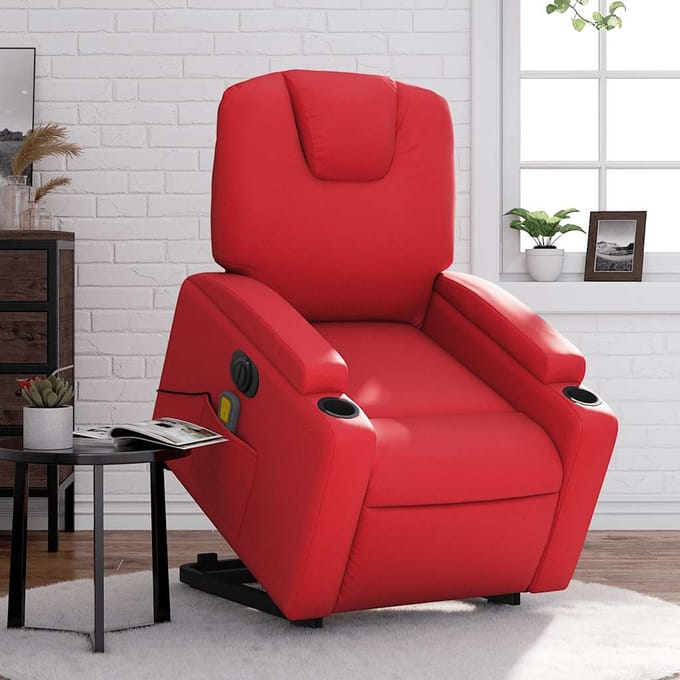 vidaXL - Sta-op-massagestoel - elektrisch - kunstleer - rood