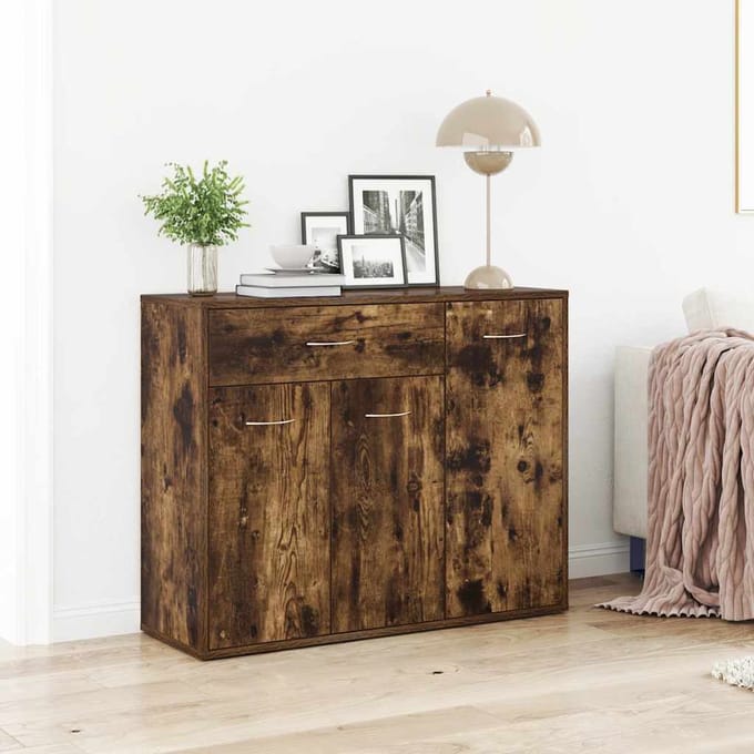 vidaXL - Dressoir - 88x30x70 - cm - bewerkt - hout - gerookt - eikenkleurig
