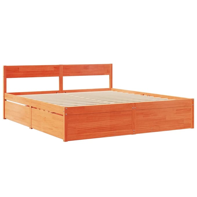 vidaXL - Bedframe - zonder - matras - massief - grenenhout - wasbruin - 200x200 - cm