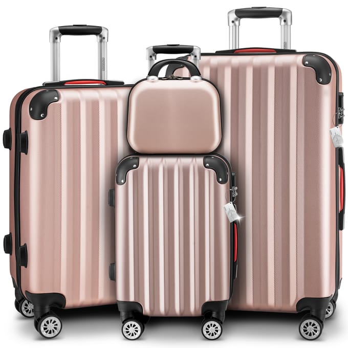 Monzana Hardcase Kofferset 4 delig - Baseline Beautycase/M/L/XL - Rosé