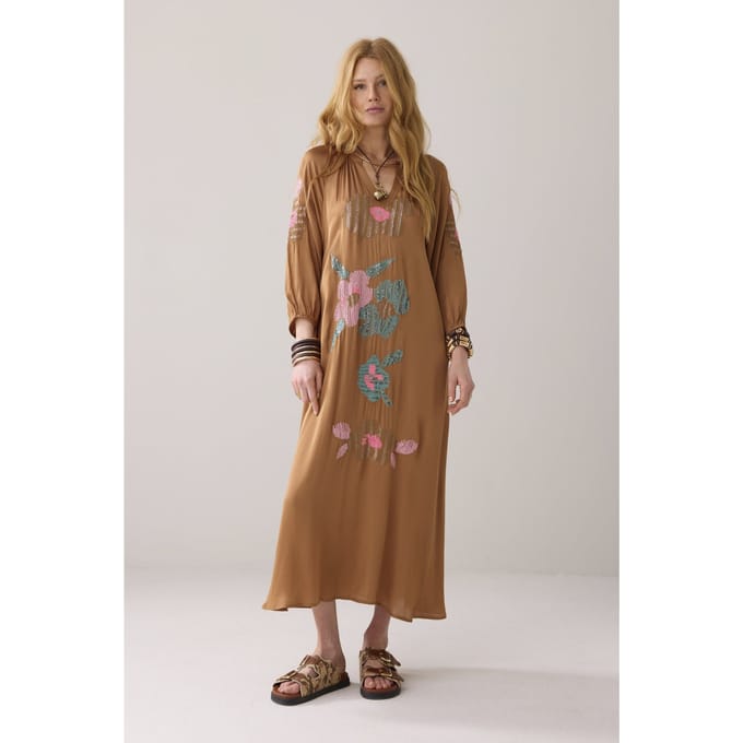 Summum Woman Dress Solid Satin Embroidered Peanut Taglia: 36 | Maxi abiti Outlet | Donna