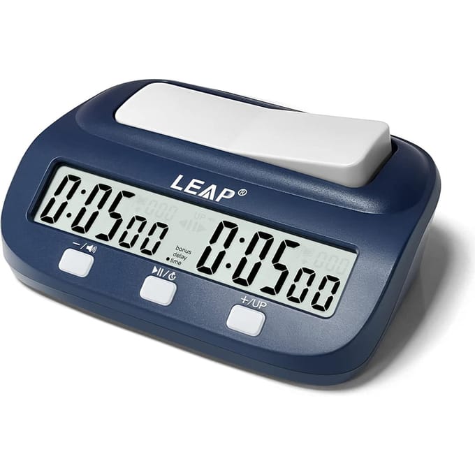 LEAP Schaakklok Digitale Schaaktimer Professionele Schaakklok Timer met Tijdbonus en Vertraging marineblauwe kleur