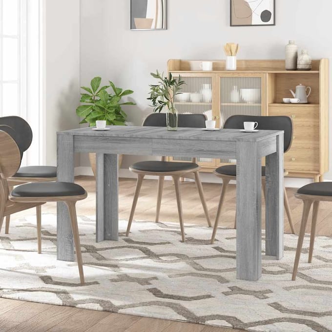 vidaXL - Eettafel - 120x60x76 - cm - bewerkt - hout - grijs - sonoma - eikenkleurig