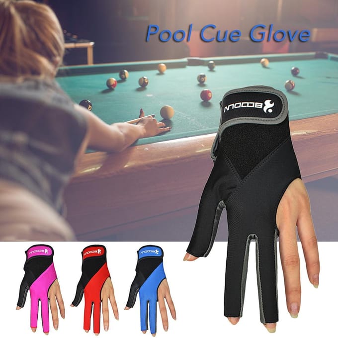 1 PIÈCE Gants de Billard Trois Doigts Gants Main Gauche Accessoires de Billard M-L bleu