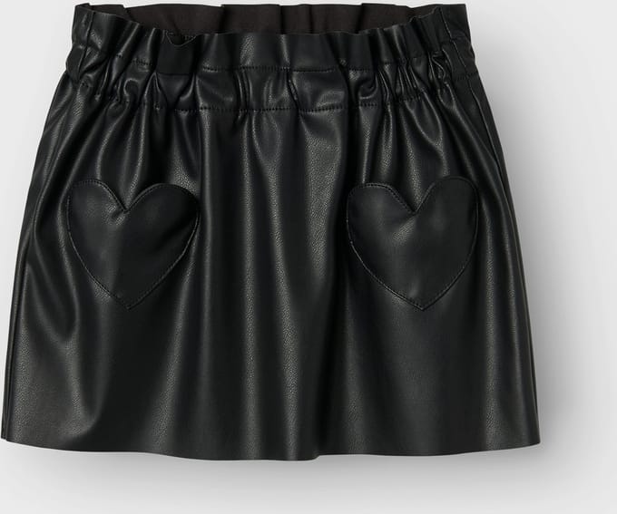 Name It mini meisjes rok PU SIANINA Black Leatherlook 98