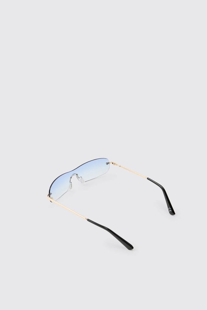 Randloze Getinte Zonnebril Met Metalen Montuur | Blue