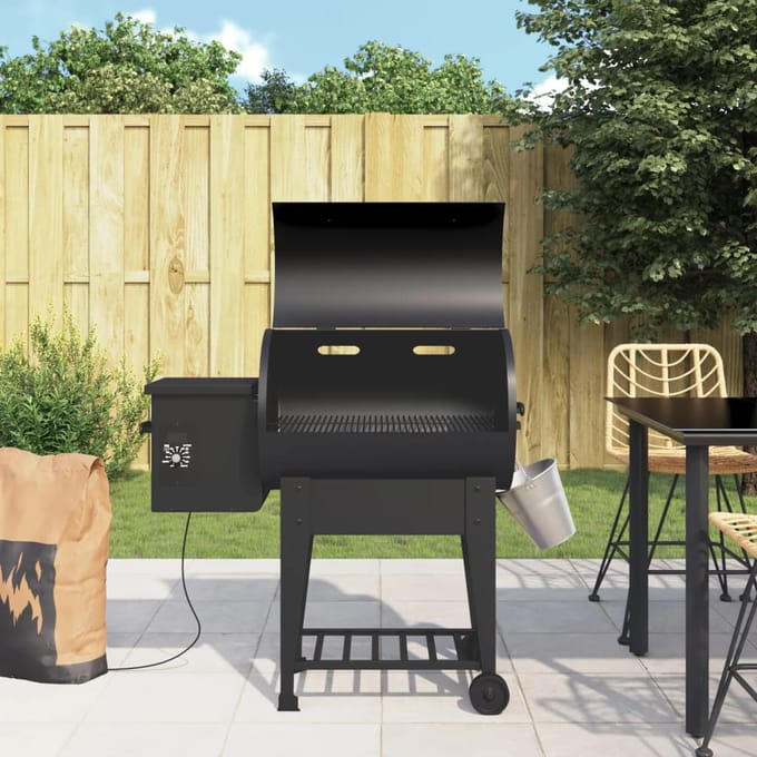 vidaXL - Pelletbarbecue - met - bodemplaat - 94 - cm - ijzer - zwart