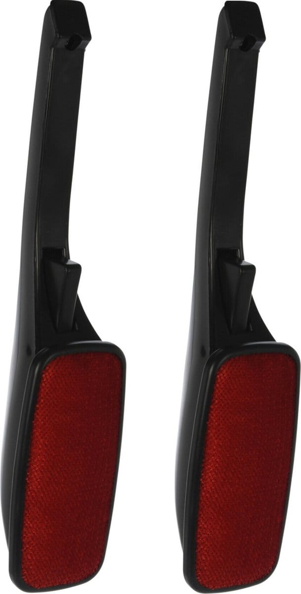 Kledingborstel - 2x - zwart/rood - inklapbaar - 33 cm - ontpluizer - pluizenverwijderaar