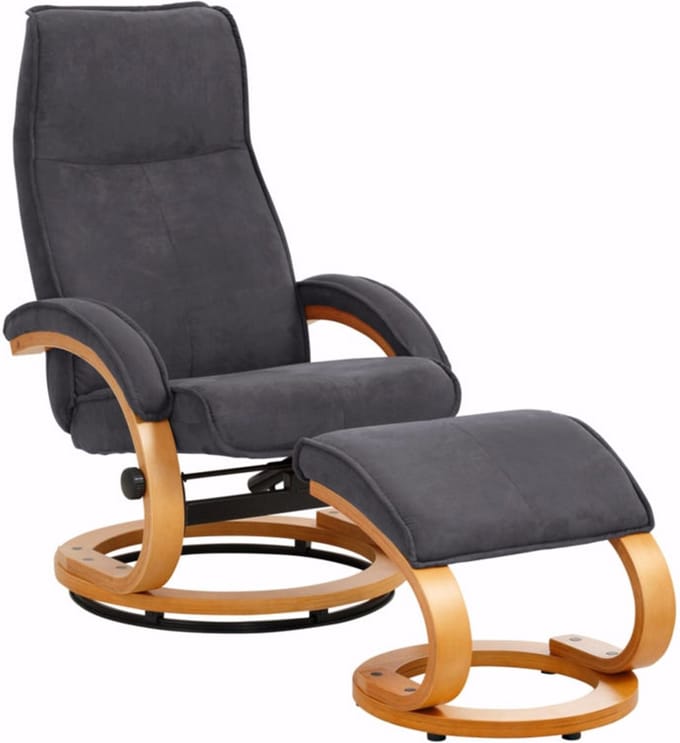 PARIS Relaxfauteuil + Kruk Grijs