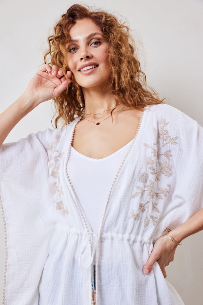 DIDI Kaftan Embro In Offwhite Taglia: OS | Accappatoi Outlet | Donna | Bianco