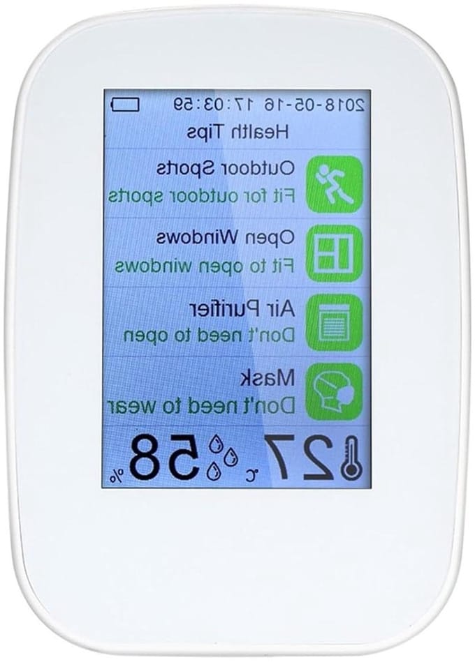 Luchtkwaliteitsmonitor - Luchtkwaliteitmeter Detector - Binnen Luchtkwaliteit Meten - Hoge Precisie Sensor - 84 x 60 x 118 mm - Wit