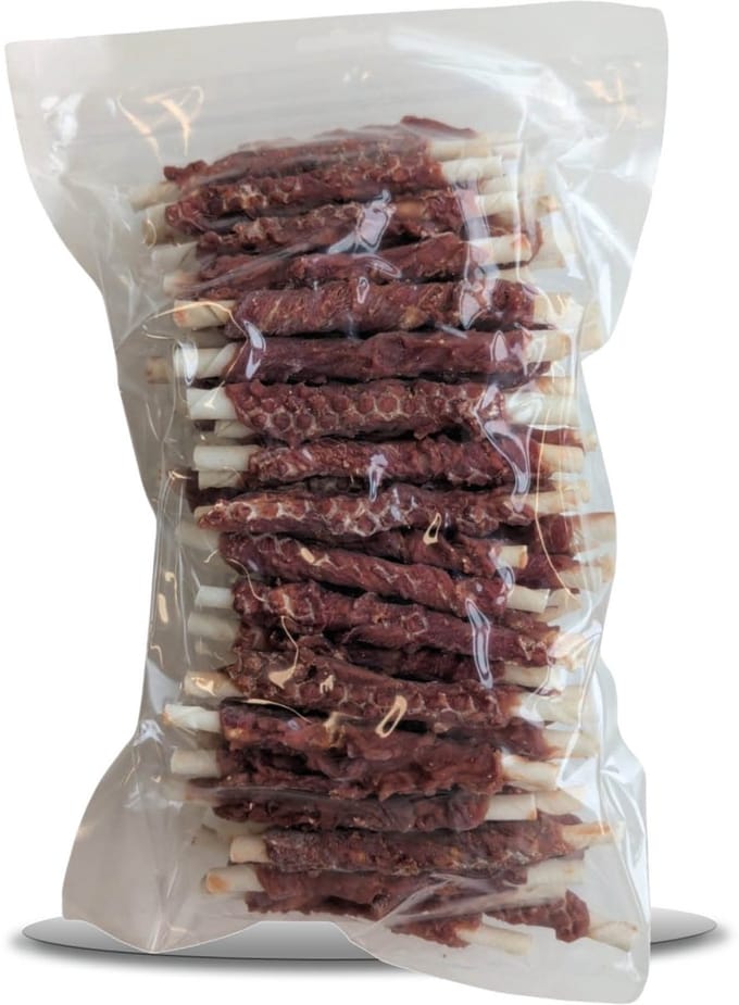 Lutopets Rawhide Stick met Eend 12 cm - 1 kg - Kauwsnack voor Honden - Buffelhuid met Eend - Eiwitrijk