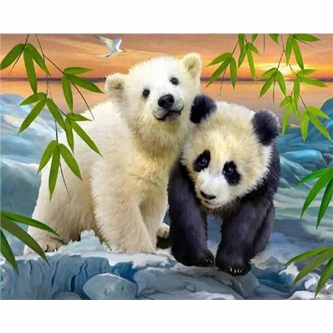 Peinture diamant ours rond Panda, broderie complète, point de croix 30X40CM