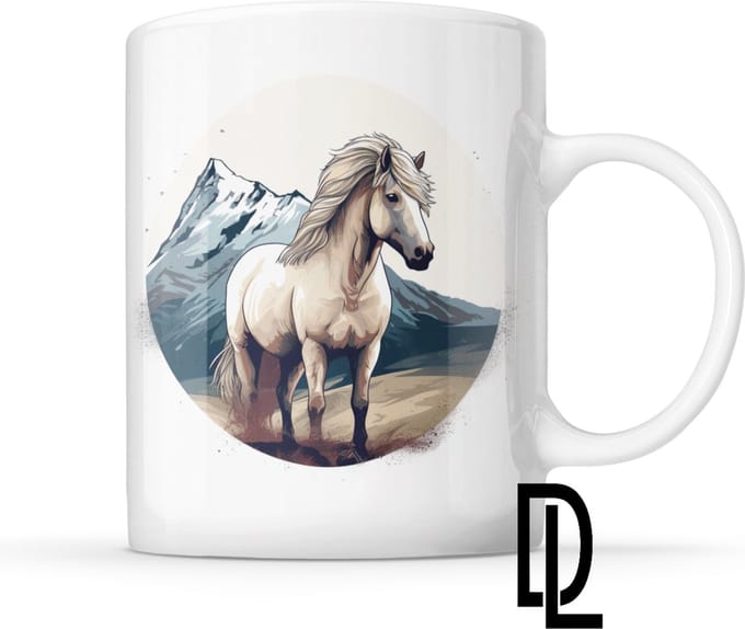 Mok met ijslandse paard