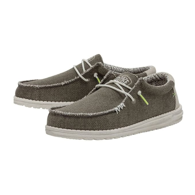 HEYDUDE Wally Braided Instappers groen Canvas - Maat 47
