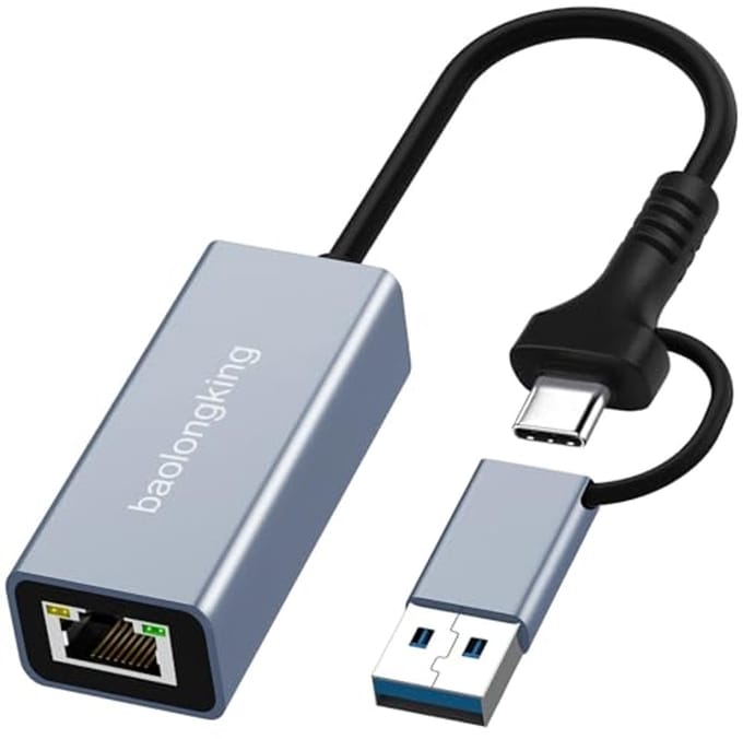 USB-C naar Ethernet Adapter - 1000Mbps Bedrade Netwerk voor Windows, Mac, Linux, Vista, 7, 8, 10, 11