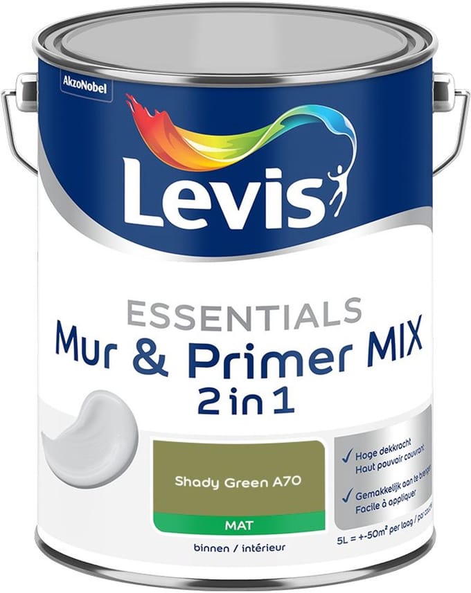 Levis - Essentials Mur & Primer Mix - Shady Green A70 - Mengverf - 5 L
