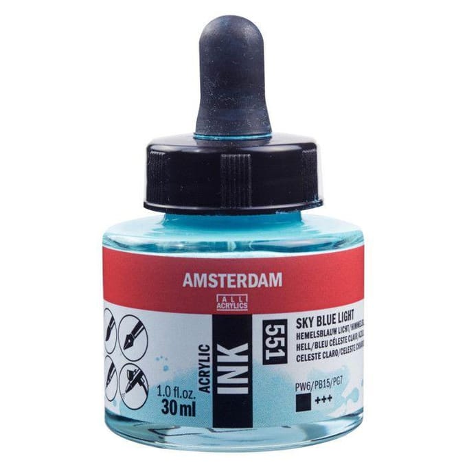 Amsterdam Acrylic Inkt Fles 30 ml Hemelsblauw Licht 551