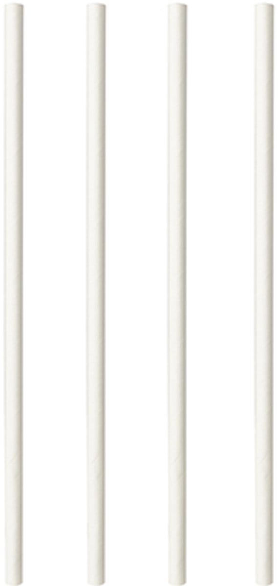 10x 100 Drinkrietjes papier pure Ø 6 mm · 20 cm wit