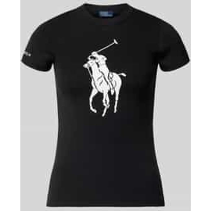 slim fit T-shirt van katoenmix