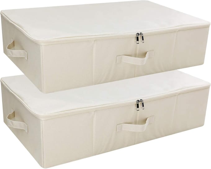 Set van 2 opvouwbare opbergdozen met deksel - Ruimtebesparende opbergoplossing voor onder het bed