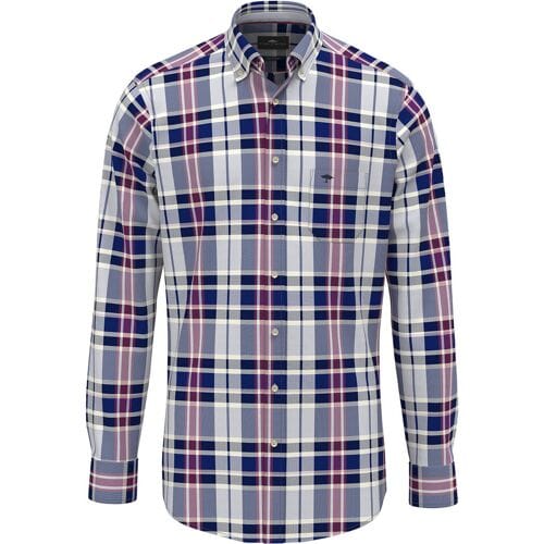 Fynch-Hatton Overhemd Washed Oxford Check Button-Down Navy / male