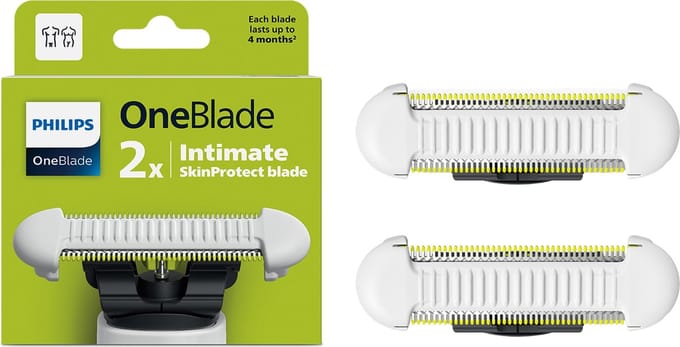 Philips OneBlade Intimate SkinProtect Blade - Vervangmesjes – Unisex – Wit – 2 stuks - QP229/50