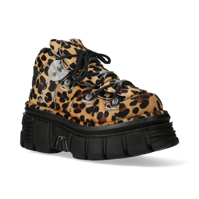 New Rock M-106-C192 Leopard Bruine Leren Gothic Enkellaarsjes