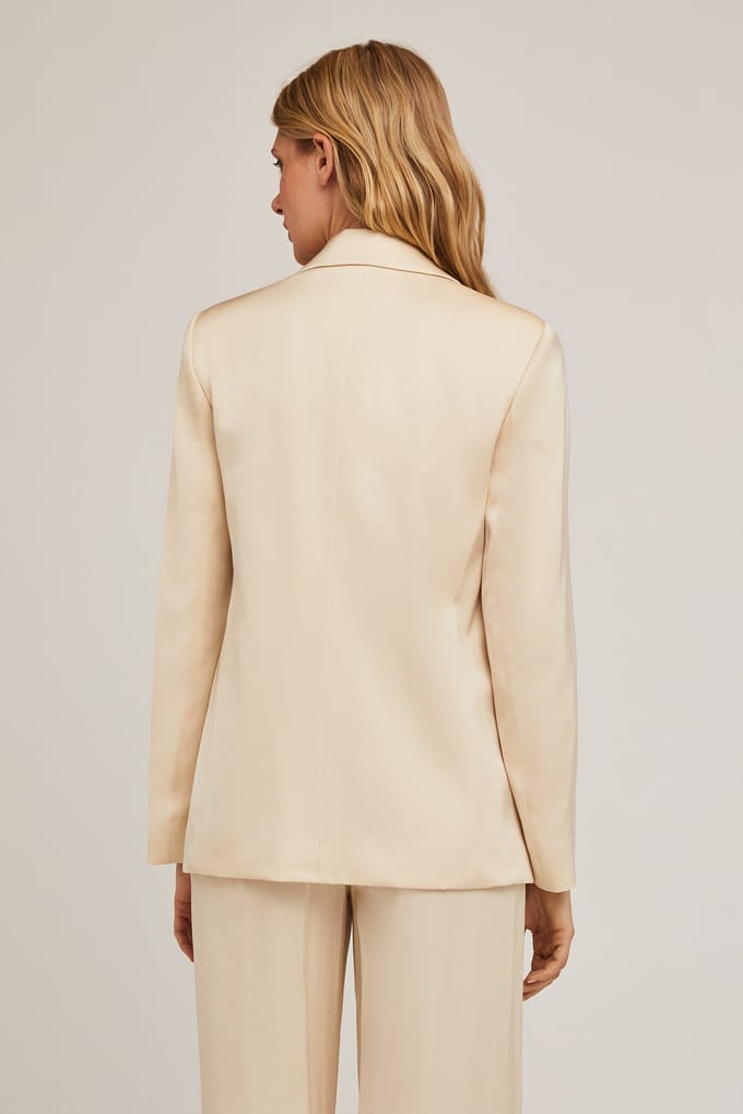 Motivi Satin Single-breasted Blazer Beige Größe: 44 | Blazer Outlet | Damen | Braun