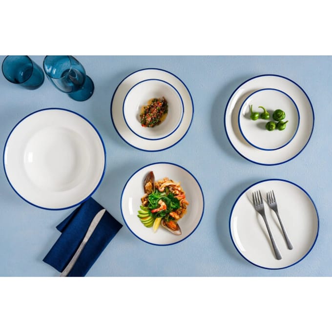 Bonna Serveerschaal - Linea Blue - Porselein - 23x16 cm - set van 2