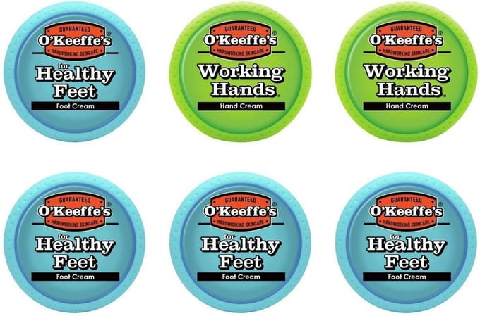 O'Keeffe's 2x Working Hands & 4x Healthy Feet: Hand & Foot Cream Jar Set - 6 pak
