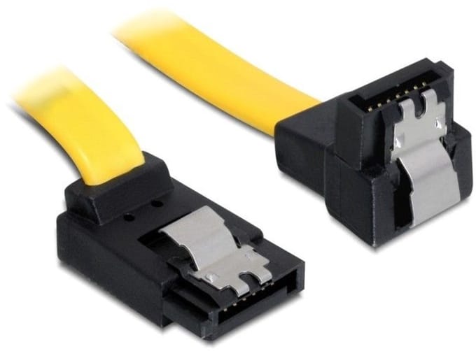 SATA datakabel - haaks naar boven / haaks naar beneden - plat - SATA600 - 6 Gbit/s / geel - 0,70 meter