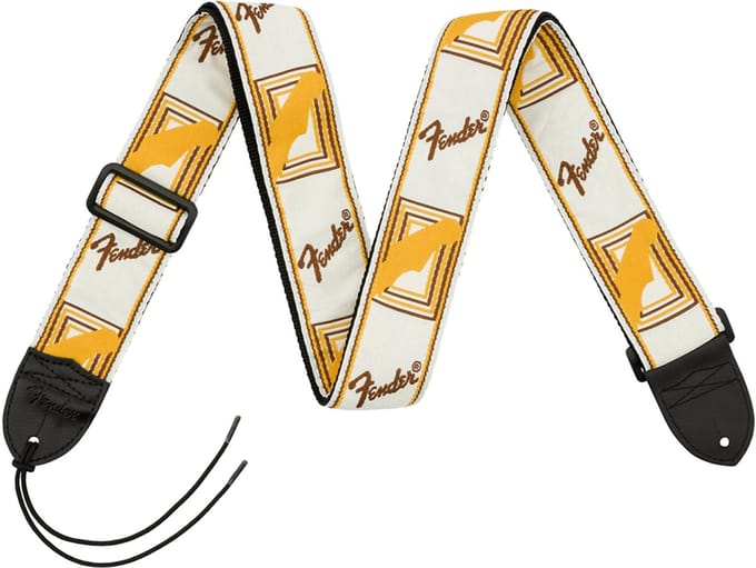 gitaarband - Monogrammed 2 inch white-brown-yellow