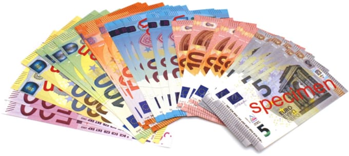 Euro biljetten speelgeld, set van 40