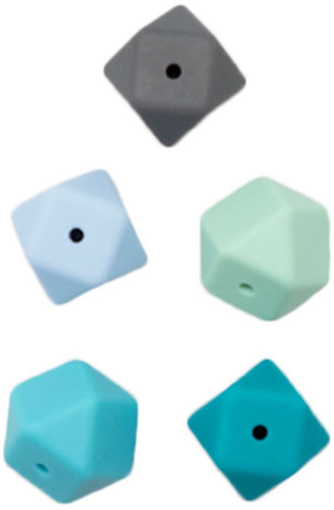 Durable Siliconen Hexagonkralen 5 stuks Blauw