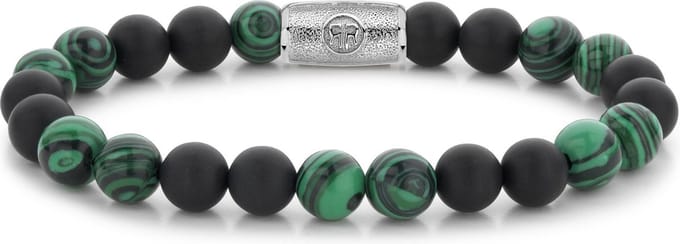 Rebel&Rose armband - Matt Malachite Twist - 8mm Groen Zwart