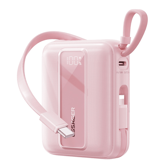 Essager Quick Charge Compact Powerbank met Kabels Roze 20.000 mAh