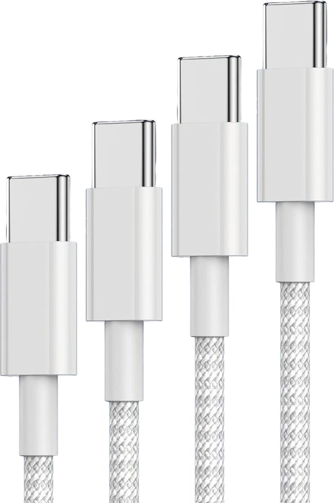 usb C kabel - usb C naar usb C - usb c oplaadkabel - 60w - stevig - sterk - nylon - wit - 2 meter - lang
