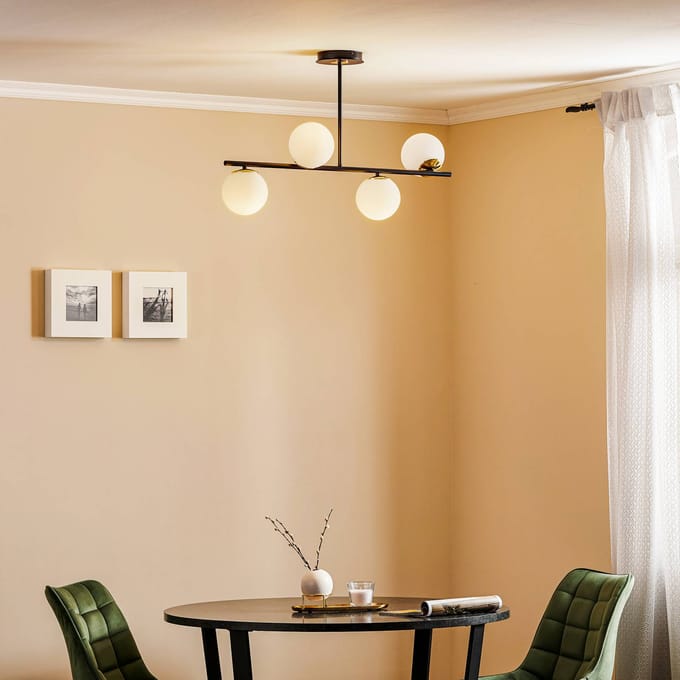 EMIBIG LIGHTING Plafondlamp Kiba, zwart/goud, 4-lamps