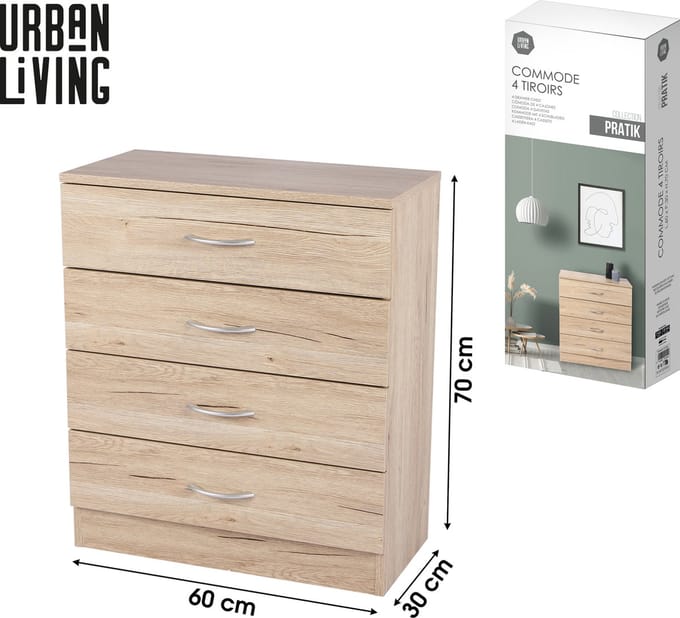 "PRATIK" KAST MET 4 LADES 60X30XH70CM