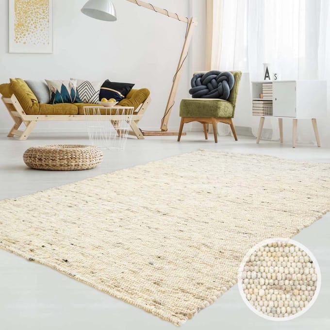 Wollen vloerkleed - Ylva beige 90x160