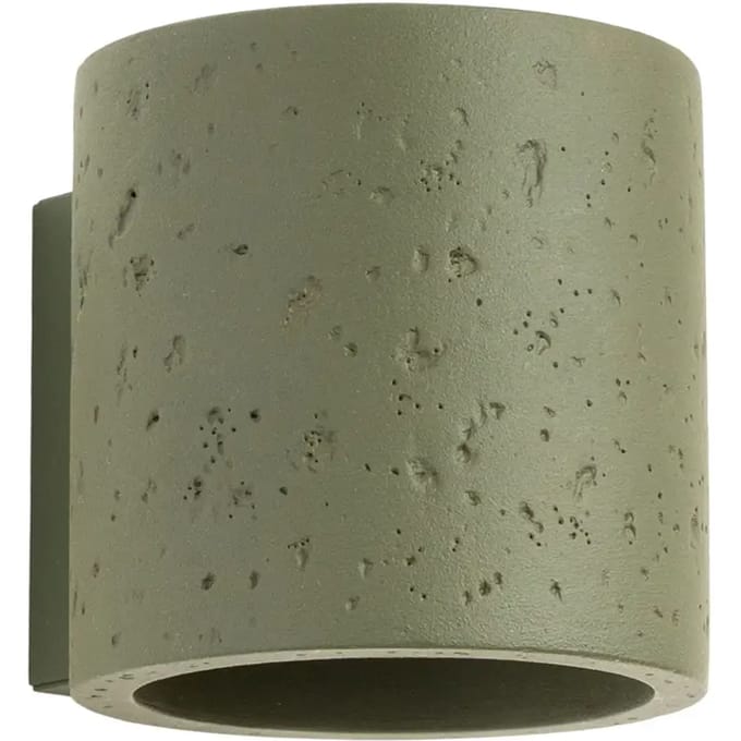 Wandlamp ORBIS met licht naar boven en beneden - Sollux Lighting - IP20 - Olijfgroen beton behuizing - 10 x 12 x 10 cm - 1 x G9 LED, exclusief lichtbron - Max. 8 W - Industriële wandlamp voor hal, entreehal en woonkamer