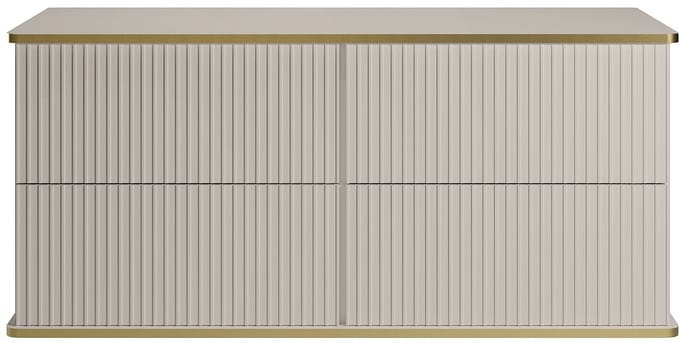 Vente-unique Zwevend badkamermeubel, geribbeld met gouden biesje - Beige - 120 cm - KELIZA