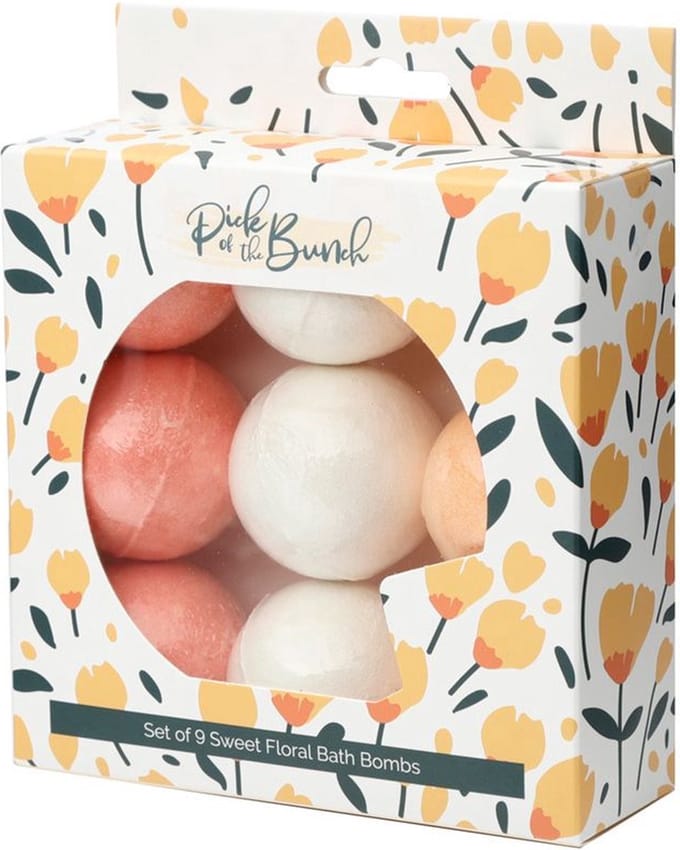 Set van 9 mini bruisballen zoete bloemen met amandel olie