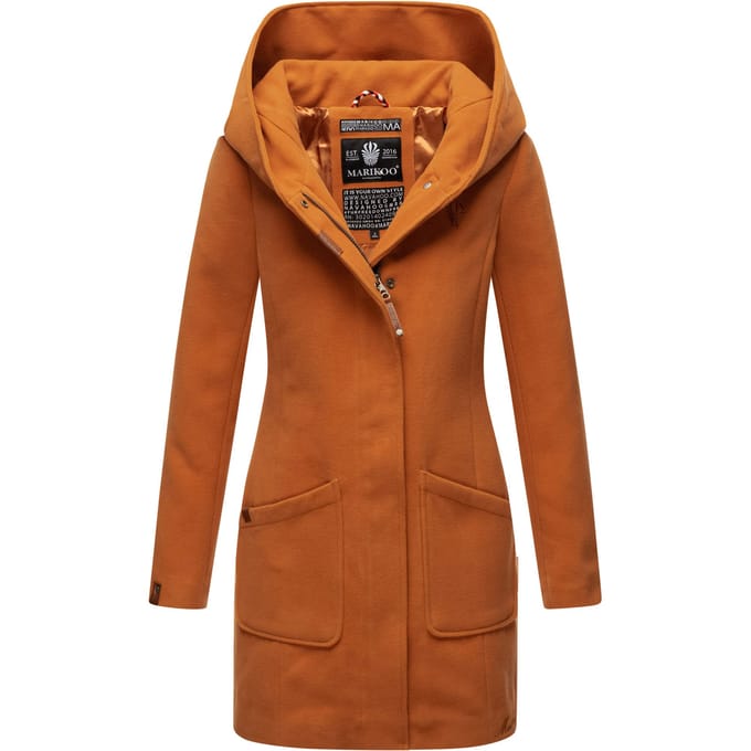 Marikoo dames wintermantel met capuchon en getailleerd model