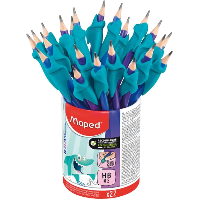 Potlood Maped Kidy Learn met gomtop en vingerhulp blauw