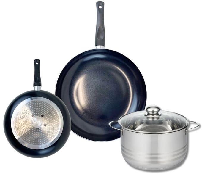 Set van 2 Koekenpannen 20 en 28 cm en 1 braadpan 20 cm Elo Prima Brillant